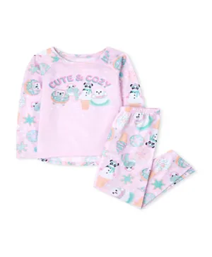The Children's Place 2Pc Animals Printed Nightsuit - Light Pink