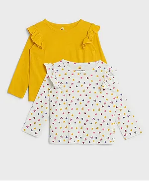 Cheekee Munkee 2-Pack Solid & Printed Tops - Yellow & White