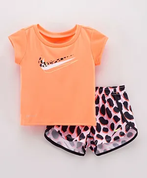 Nike NKG DRI-DIT Short Sleeves Tee & All Over Print Shorts Set - Orange