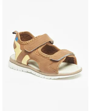 LBL by Shoexpress Hook & Loop Closure Textured Floater Sandals - Tan