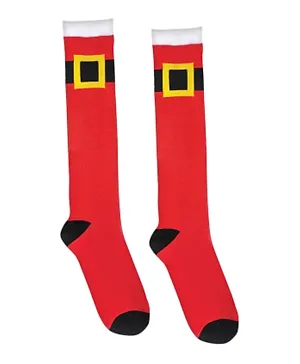 Party Centre Santa Claus Belt Knee Socks - Red