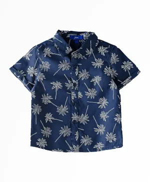 Jam Palm Tree Print Cool Cotton Shirt - Blue