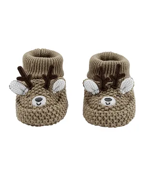 Carter's Christmas Reindeer Crochet Booties - Brown