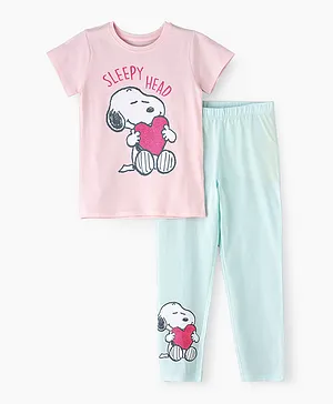 UrbanHaul X Peanuts Snoopy Pyjama Set - Pink & Blue