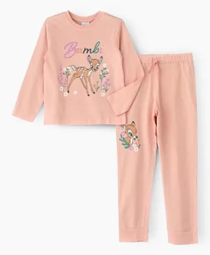 UrbanHaul X Disney  Bambi Cotton Graphic Pyjama Set - Pink