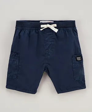 Minoti Patched Poplin Shorts With Cargo Pockets - Navy Blue