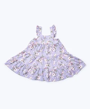 R&B Kids Flower Frill Dress - Lavender