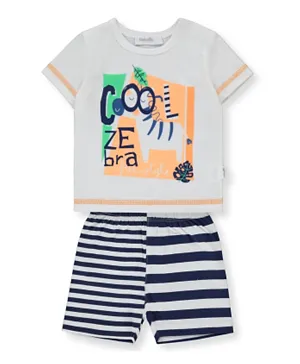Bebetto Cool Zebra Short Sleeves T-shirt With Short Set - Multicolor