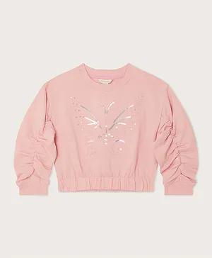 Monsoon Children Butterfly Crop Sweater - Pink