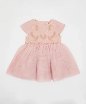 R&B Kids Embroidered Tulle Dress - Pink