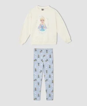 DeFacto Elsa Knitted Sweatshirt & Pants Set - Beige
