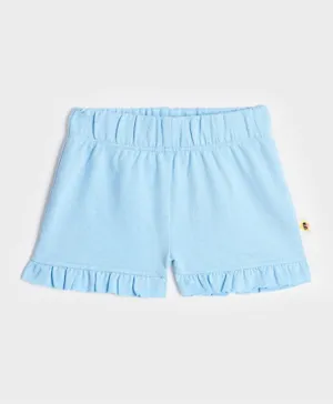 Cheekee Munkee Cotton Frilled Solid Shorts - Blue