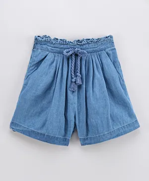 Minoti Pleated Waist Shorts - Blue