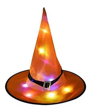 Brain Giggles Halloween Glowing Witch Hat With LED - Orange