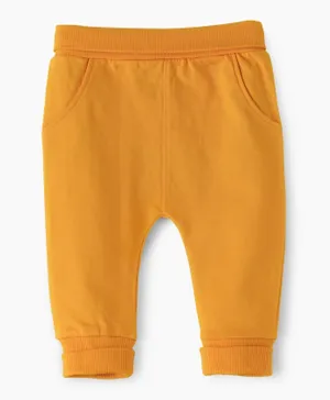 Jam Cotton Knit Solid Joggers - Yellow