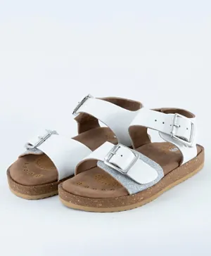 Just Kids Brands Camila Buckle Flat Sandals - White