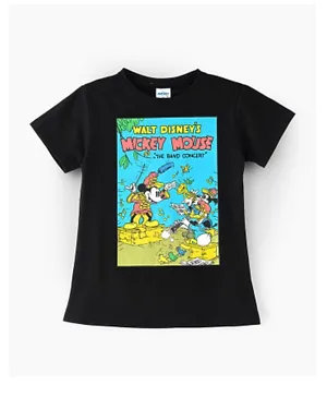 UrbanHaul X Disney Mickey Mouse & Friends Cotton Graphic T-Shirt - Black