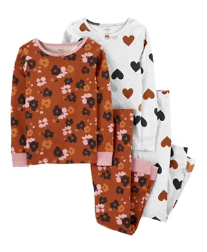 Carter's 4-Piece Floral Heart 100% Snug Fit Cotton PJs - Multicolor
