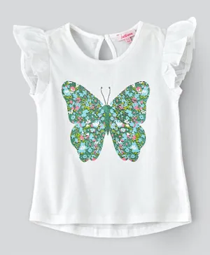 Jelliene Butterfly Graphic Sunshine Breezy T-Shirt - White