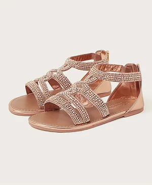 Monsoon Children Beaded Strappy Sandals - Dark Beige