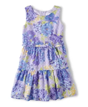 The Children's Place Floral Dress With Belt - Multicolor