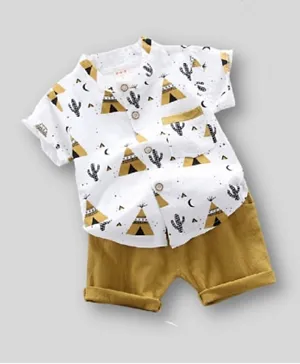 Lamar Baby All Over Print Party Set - Mustard