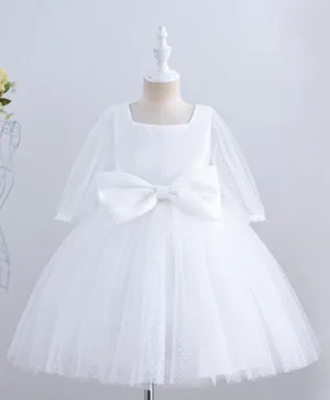 Babyqlo Princess Ball Embellished Bow Party Dress - White