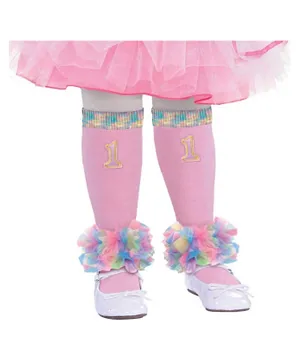Party Centre 1st Birthday Girl Leg Warmers - Pink