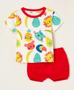Zippy All Over Printed T-Shirt & Shorts Set - Multicolor