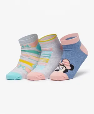 Disney 3 Pack Minnie Mouse Ankle Length Socks - Multicolor