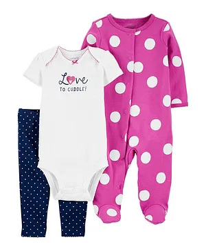 Carter's 3-Piece Polka Dot Sleep & Play & Pant Set - Multicolour