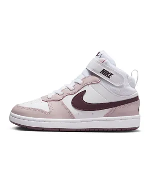 Nike Court Borough Mid 2 Hook-and-Loop Strap Closure Shoes - White/Platinum Violet/Burgundy Crush