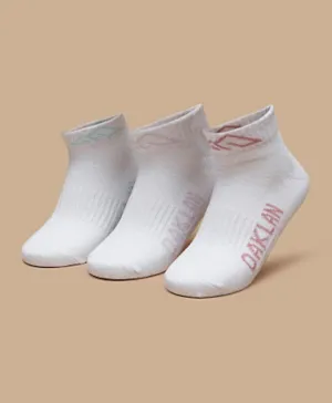 Oaklan by ShoeExpress 3-Pack Cotton Logo Print Socks Set - White