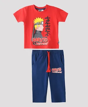 Disney Naruto Shippuden T-shirt With Full Pant Set - Red
