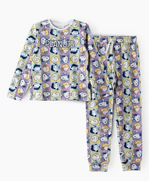 UrbanHaul X Peanuts Snoopy Cotton All Over Printed Pyjama Set - Multi Color