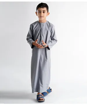 Al Fakhama Full Sleeves Kandora - Light Grey