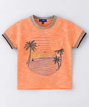 Jam Short Sleeves T-Shirt With Contast Rib At Sleeves - Neon Orange