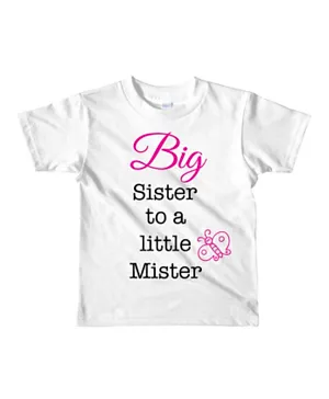 Twinkle Hands Big Sister To a Little Mister T-Shirt - White