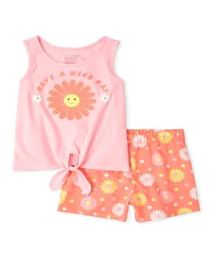 The Children's Place Have A Nice Day Printed Tank Top with Shorts Set - Pink