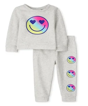 The Children's Place 2Pc Smiley Sweatshirt & Joggers Set - Grey
