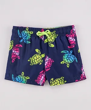 Minoti Turtle All Over Printed Board Shorts - Navy Blue