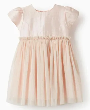 Zippy Glitter Detail Tulle Dress - Peach