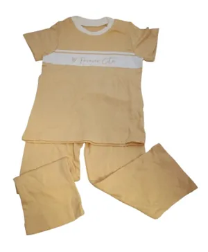 Forever Cute Text Graphic Track Suit - Yellow