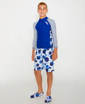 Coega Sunwear Watercolour Hexagons Printed Board Swim Shorts - Blue