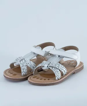Just Kids Brands Arya Single Velcro Flat Sandals - White