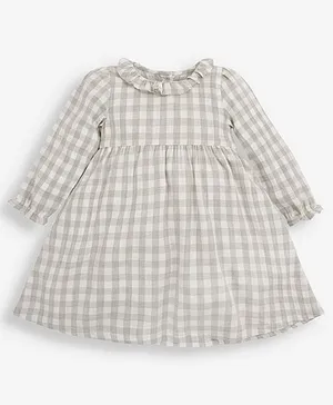 Jojo Maman Bebe Pretty Gingham Dress  - Marl Grey