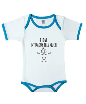 Cheeky Micky Bodysuit with Message I Heart My Daddy This Much - Blue