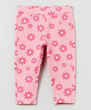 OVS Daisy Printed Leggings - Pink