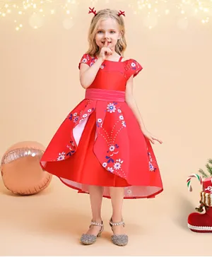 Babyqlo Front Drop Pattern Floral Dress - Red