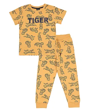 Urbasy Tiger T-Shirt with Joggers - Mustard